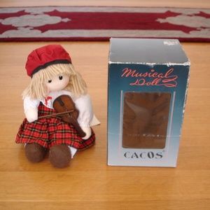 2/$12: CACOS Musical Wind-Up Doll Red Bonnet Plaid
